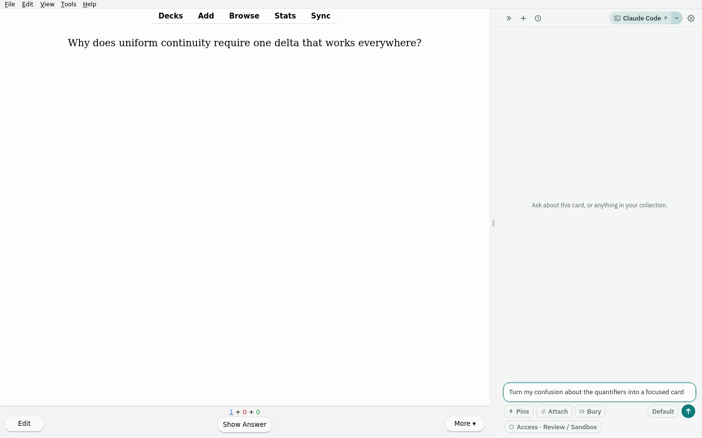 Requesting a proposed companion card beside Anki