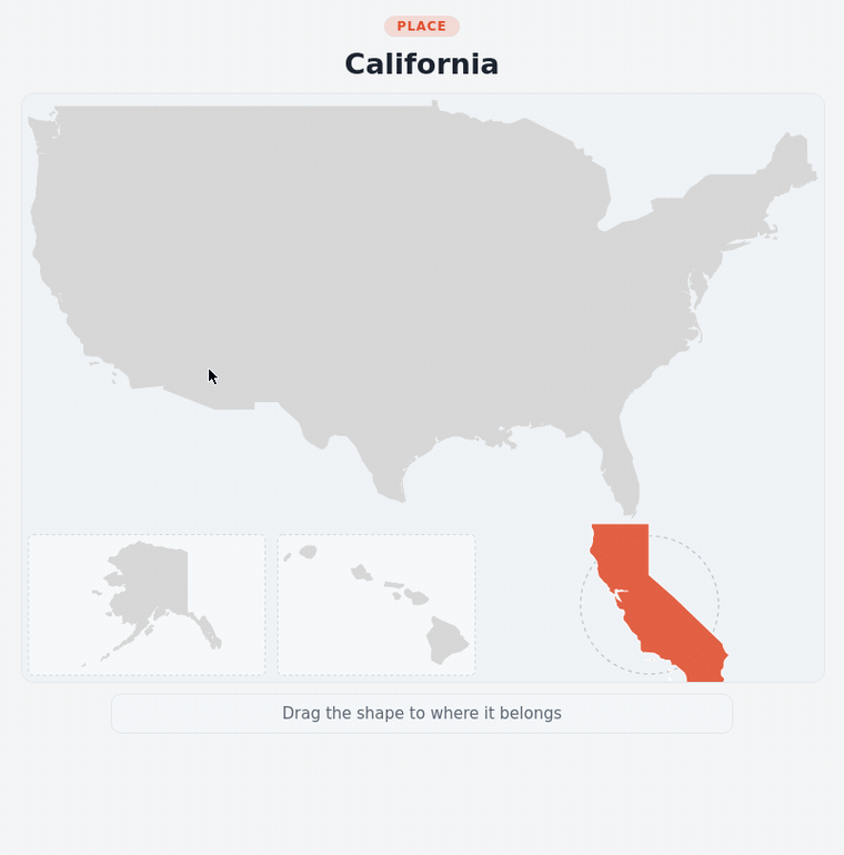 Drag California into place in real Anki