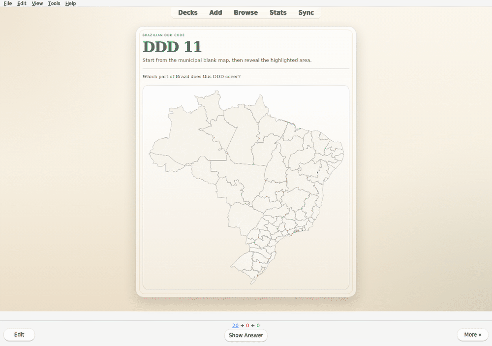 brazil ddd codes in Anki