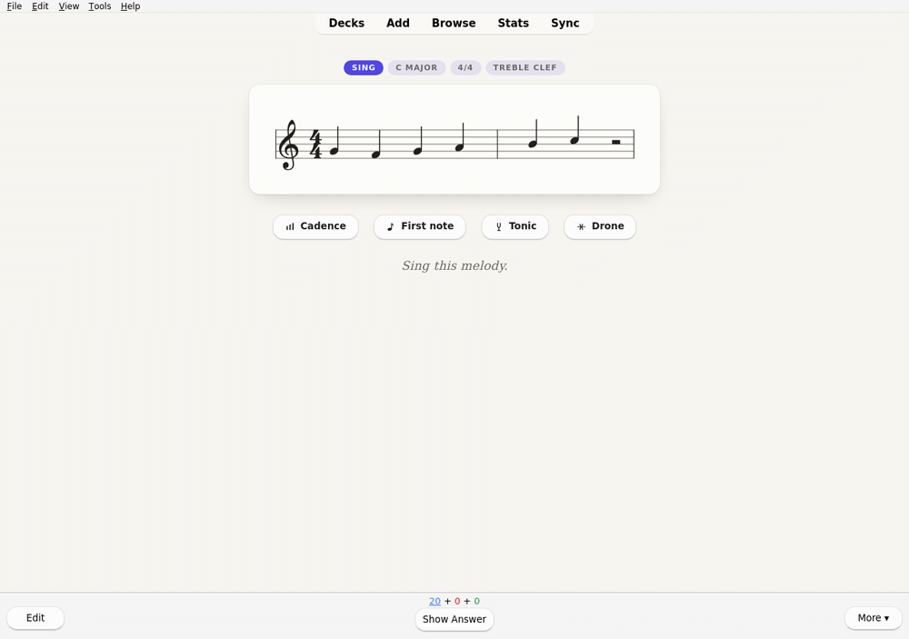 sight singing in Anki