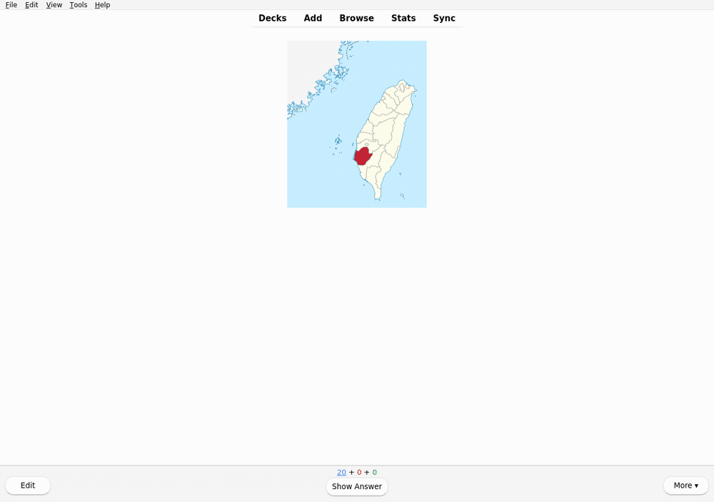 Identify Tainan City in native Anki