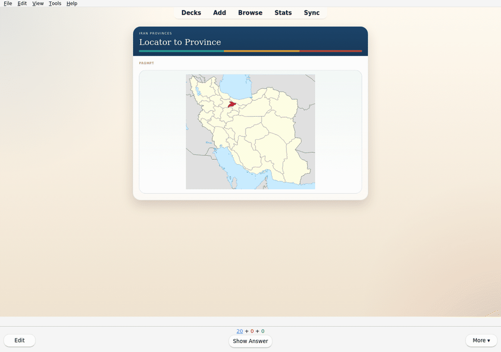 Identify Alborz in native Anki